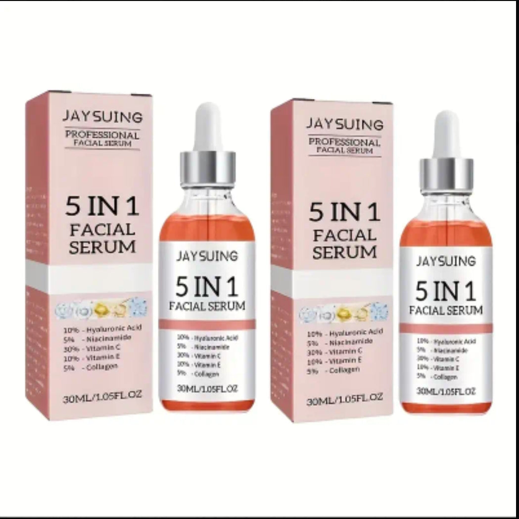 Sérum Visage Professionnel 5-en-1 JAYSUING – Acide Hyaluronique, Niacinamide, Vitamine C, Vitamine E, Collagène – 30 ml